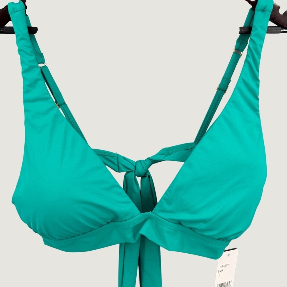 La Blanca Emerald Green Bikini Swim Top Size 16 Tie Back New